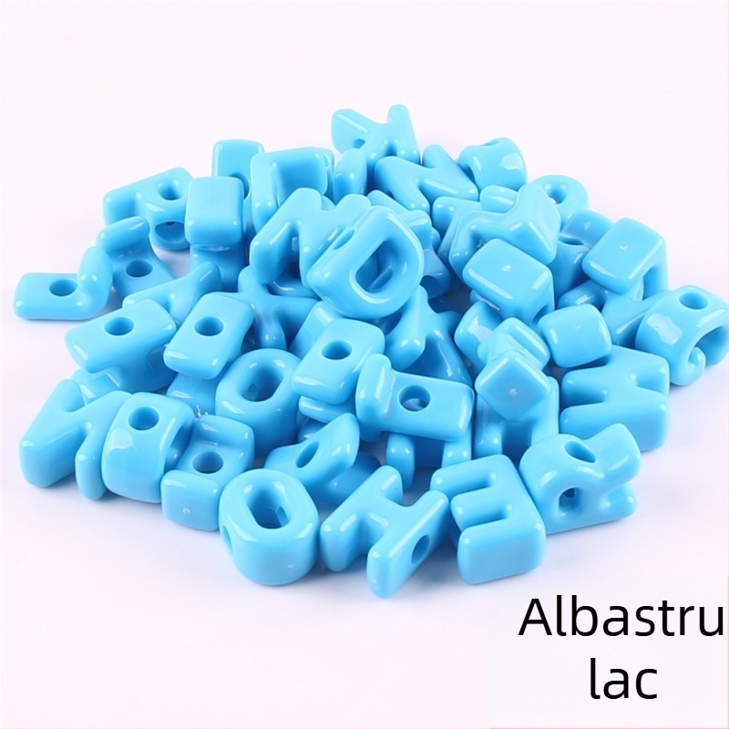 Perle libere – Perle acrilice cu găuri mari cu litere în alfabetul englez, componente DIY pentru bijuterii, finisaj cu vopsea de cuptor, stil modern, model totem