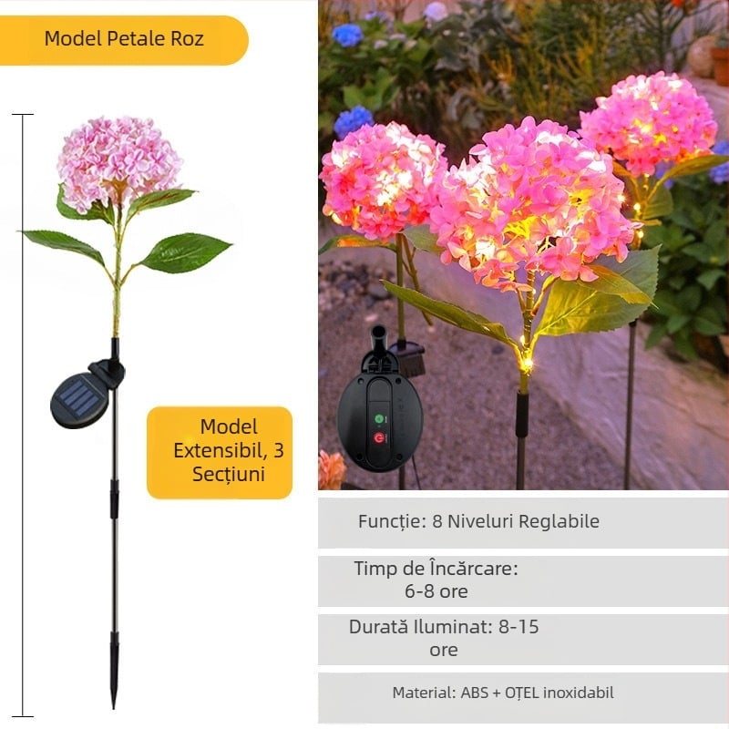 Lampă solară de grădină pentru exterior cu LED-uri ca licurici, montaj în pământ, corp din cauciuc, IP65, Model 03, autonomie peste 36 de ore