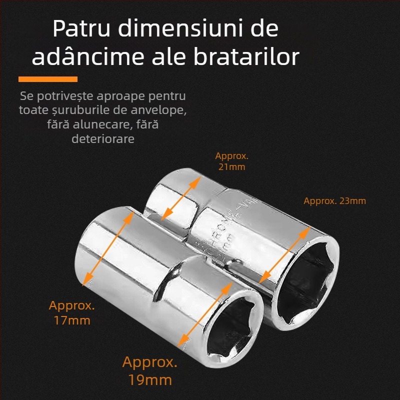 Set de chei cu socuri, tip L, pentru anvelope, din oțel crom-vanadiu