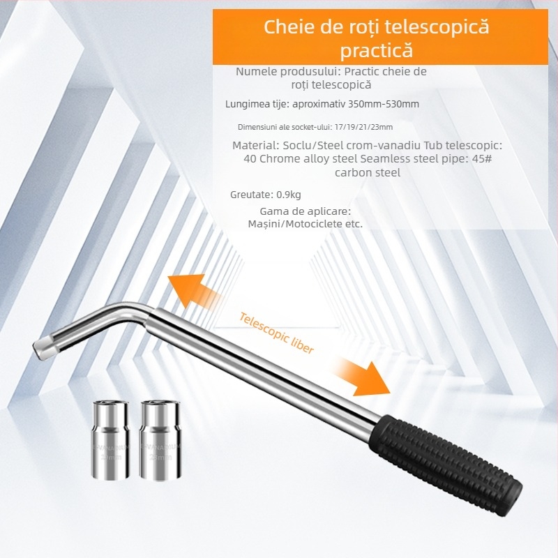 Set de chei cu socuri, tip L, pentru anvelope, din oțel crom-vanadiu