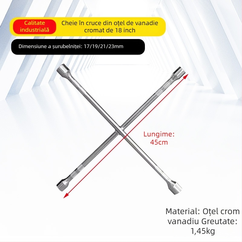 Set de chei cu socuri, tip L, pentru anvelope, din oțel crom-vanadiu