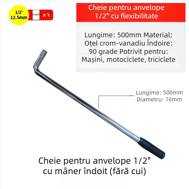 Set de chei cu socuri, tip L, pentru anvelope, din oțel crom-vanadiu