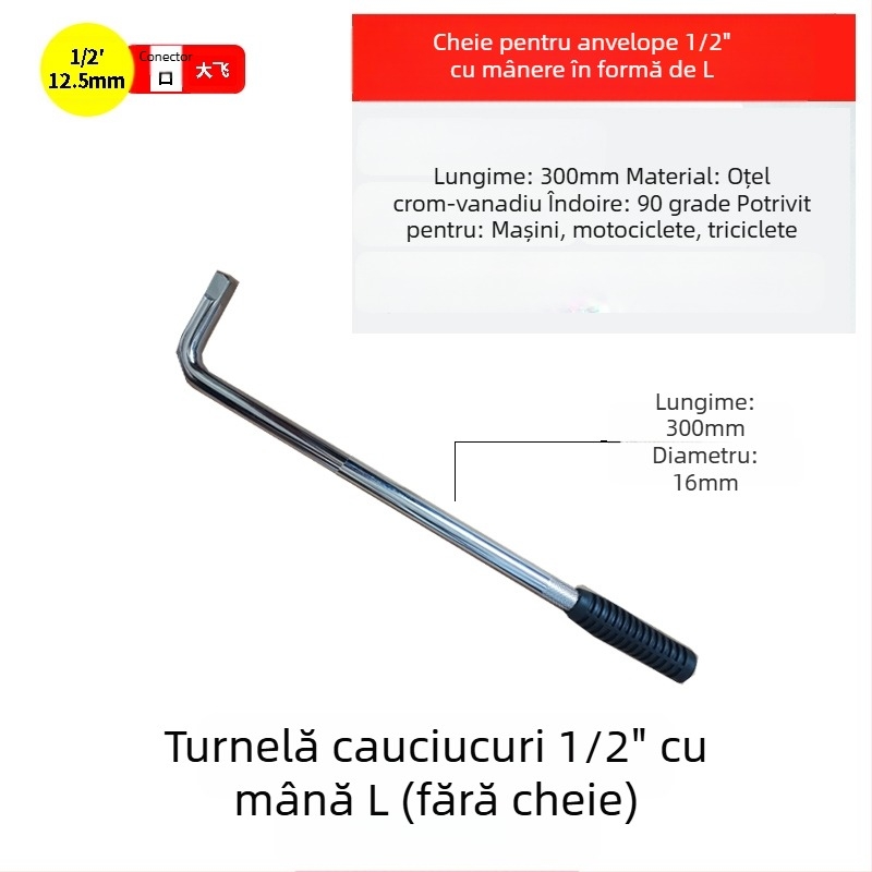 Set de chei cu socuri, tip L, pentru anvelope, din oțel crom-vanadiu