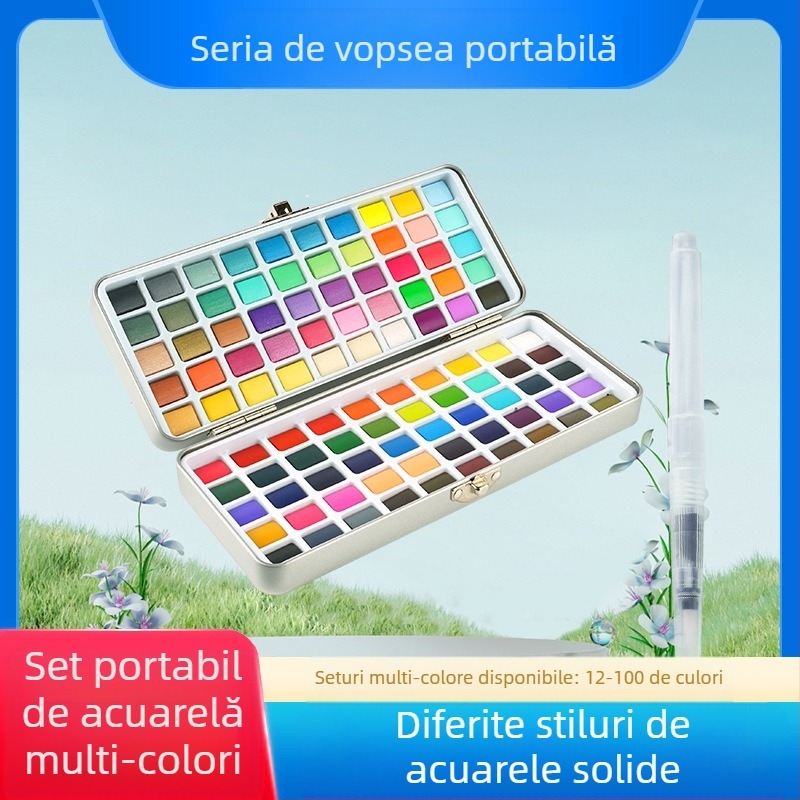 Set de acuarele într-o cutie de fier pentru pictură cu acuarele; material: acuarele; import: Nu; licență IP: Nu