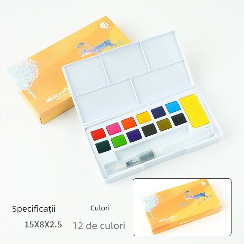 Set de acuarele într-o cutie de fier pentru pictură cu acuarele; material: acuarele; import: Nu; licență IP: Nu