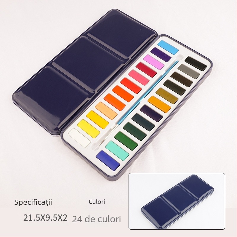 Set de acuarele într-o cutie de fier pentru pictură cu acuarele; material: acuarele; import: Nu; licență IP: Nu