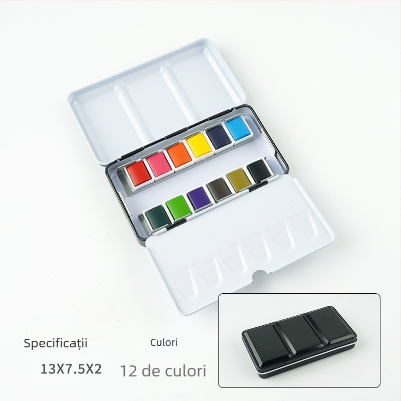 Set de acuarele într-o cutie de fier pentru pictură cu acuarele; material: acuarele; import: Nu; licență IP: Nu