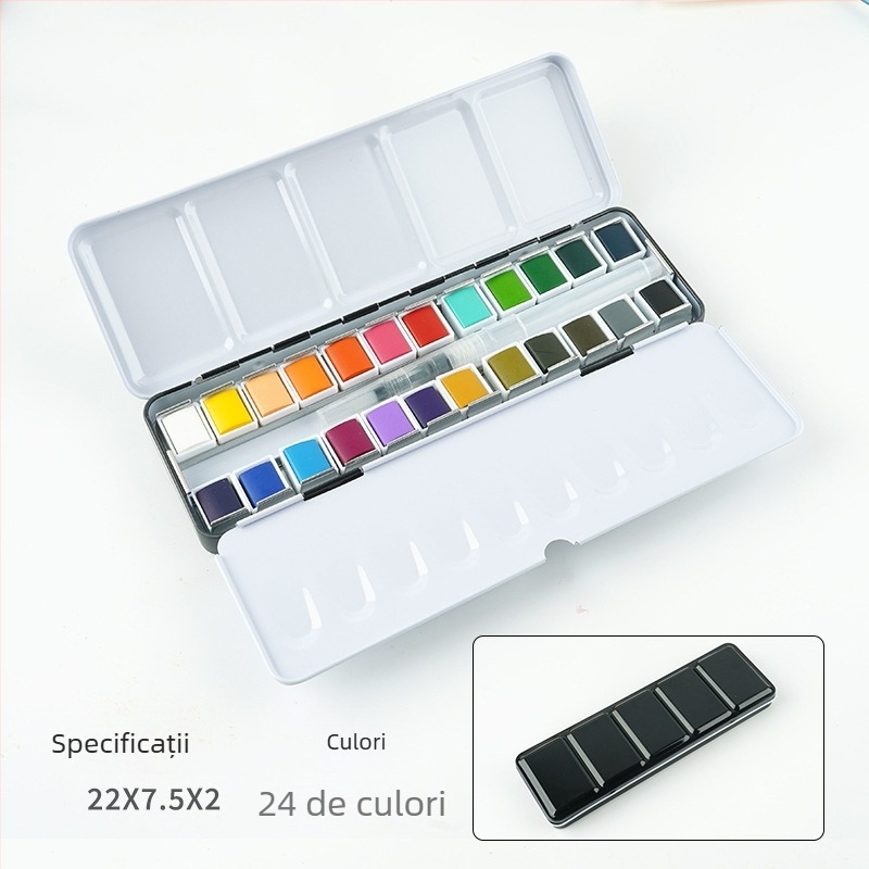 Set de acuarele într-o cutie de fier pentru pictură cu acuarele; material: acuarele; import: Nu; licență IP: Nu