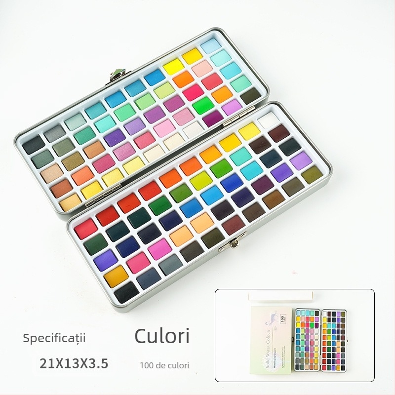 Set de acuarele într-o cutie de fier pentru pictură cu acuarele; material: acuarele; import: Nu; licență IP: Nu