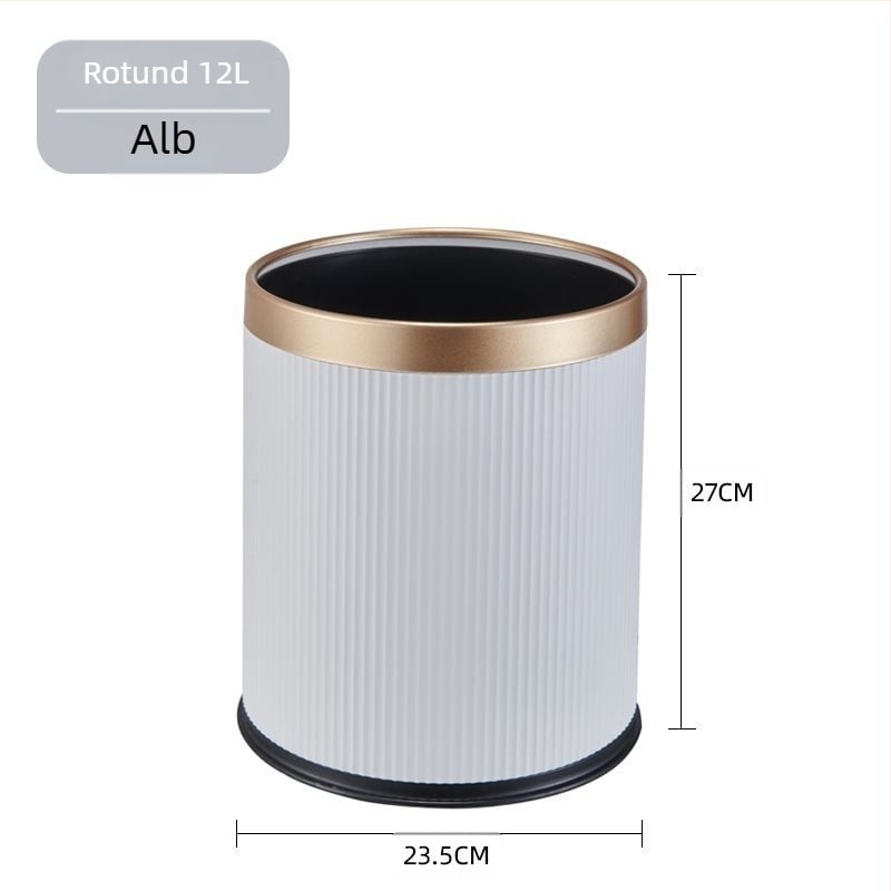 Coș de gunoi pentru uz casnic 12 L, model nou 2024 pentru living, bucătărie și baie; capacitate mare; design modern; lux discret; capac cu deschidere prin apăsare.