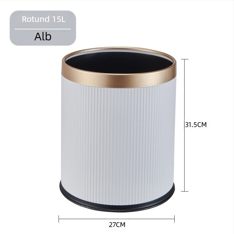 Coș de gunoi pentru uz casnic 12 L, model nou 2024 pentru living, bucătărie și baie; capacitate mare; design modern; lux discret; capac cu deschidere prin apăsare.
