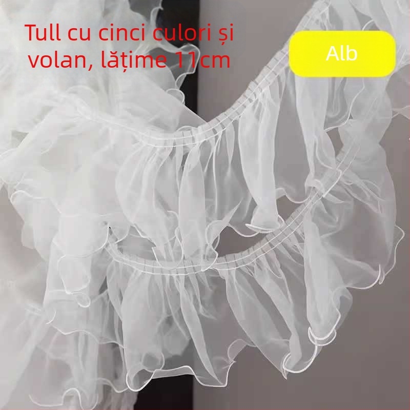 Dantelă transparentă cu plasă hexagonală, fir de poliester, margine cu valuri mari, pentru meșteșuguri