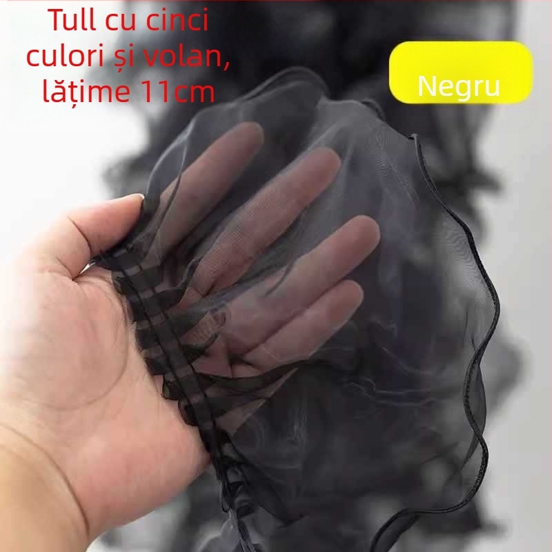 Dantelă transparentă cu plasă hexagonală, fir de poliester, margine cu valuri mari, pentru meșteșuguri