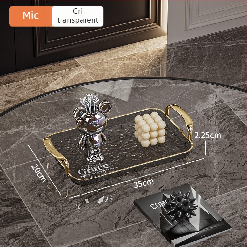 Tavă pătrată de servire cu mânere, din PET+ABS, stil modern minimalist, rezistentă la lovituri.