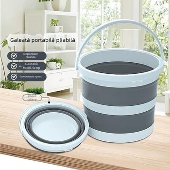 Galeată pliabilă din plastic, portabilă, pentru exterior – construcție îmbunătățită, rezistentă la temperaturi ridicate, potrivită pentru spălarea mașinii, pescuit și utilizare casnică