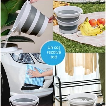 Galeată pliabilă din plastic, portabilă, pentru exterior – construcție îmbunătățită, rezistentă la temperaturi ridicate, potrivită pentru spălarea mașinii, pescuit și utilizare casnică