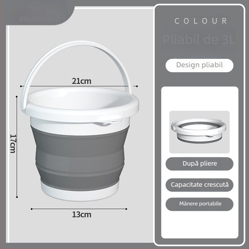 Galeată pliabilă din plastic, portabilă, pentru exterior – construcție îmbunătățită, rezistentă la temperaturi ridicate, potrivită pentru spălarea mașinii, pescuit și utilizare casnică