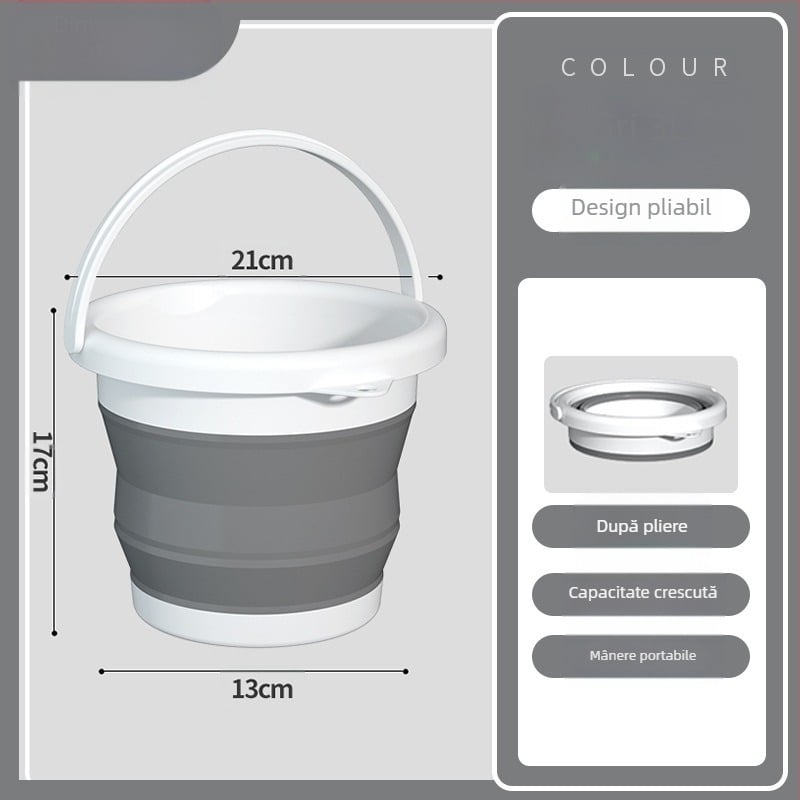 Galeată pliabilă din plastic, portabilă, pentru exterior – construcție îmbunătățită, rezistentă la temperaturi ridicate, potrivită pentru spălarea mașinii, pescuit și utilizare casnică