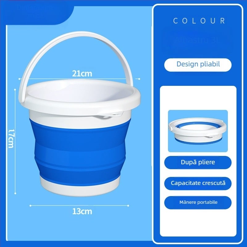 Galeată pliabilă din plastic, portabilă, pentru exterior – construcție îmbunătățită, rezistentă la temperaturi ridicate, potrivită pentru spălarea mașinii, pescuit și utilizare casnică