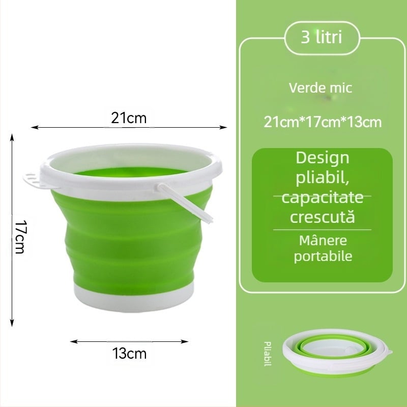 Galeată pliabilă din plastic, portabilă, pentru exterior – construcție îmbunătățită, rezistentă la temperaturi ridicate, potrivită pentru spălarea mașinii, pescuit și utilizare casnică