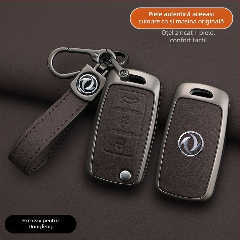 Etui de cheie pentru Dongfeng Fengxing T5 și 23 de modele: Lingzhi M5L, Jingyi X3, X5, X6, S50, SX6, CM7; piele de vită; stil de afaceri; personalizabil