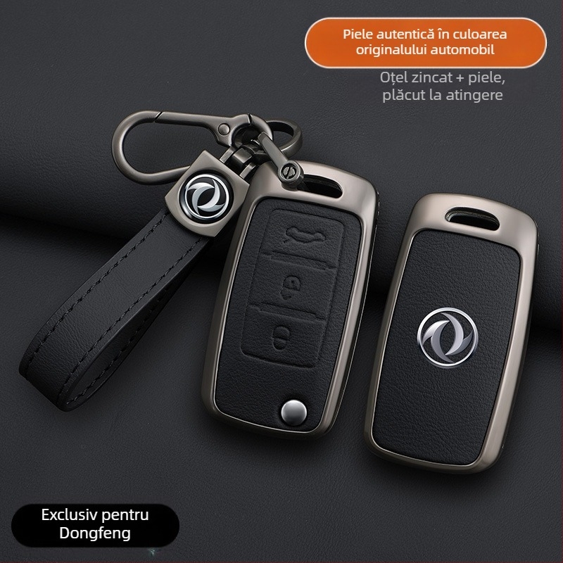 Etui de cheie pentru Dongfeng Fengxing T5 și 23 de modele: Lingzhi M5L, Jingyi X3, X5, X6, S50, SX6, CM7; piele de vită; stil de afaceri; personalizabil
