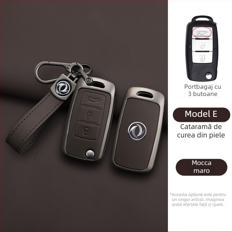 Etui de cheie pentru Dongfeng Fengxing T5 și 23 de modele: Lingzhi M5L, Jingyi X3, X5, X6, S50, SX6, CM7; piele de vită; stil de afaceri; personalizabil