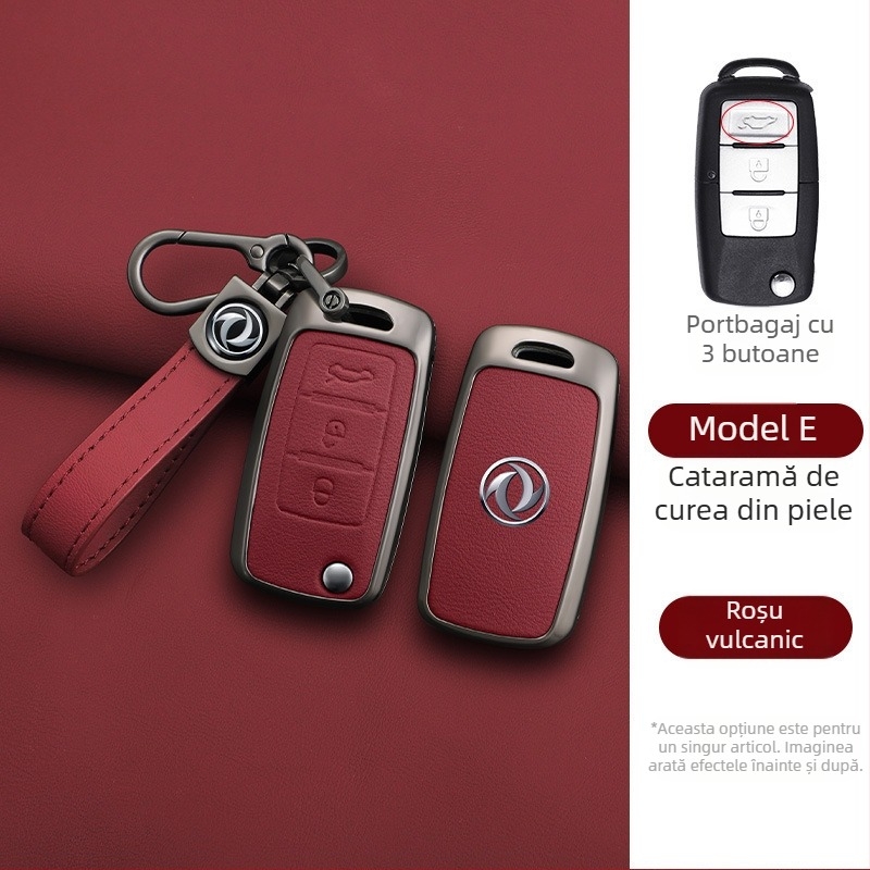 Etui de cheie pentru Dongfeng Fengxing T5 și 23 de modele: Lingzhi M5L, Jingyi X3, X5, X6, S50, SX6, CM7; piele de vită; stil de afaceri; personalizabil