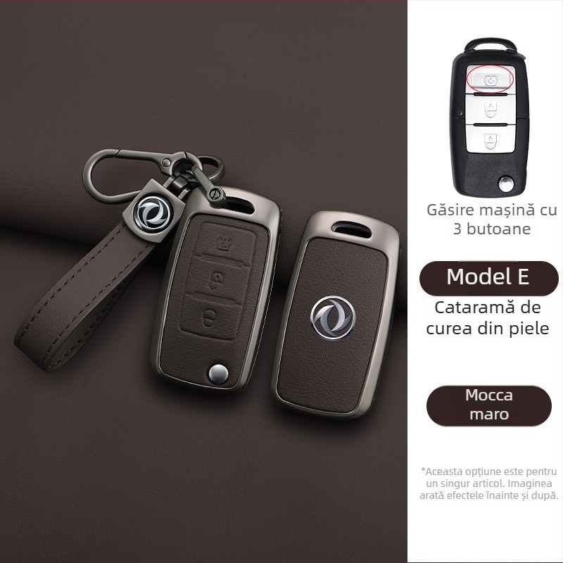Etui de cheie pentru Dongfeng Fengxing T5 și 23 de modele: Lingzhi M5L, Jingyi X3, X5, X6, S50, SX6, CM7; piele de vită; stil de afaceri; personalizabil