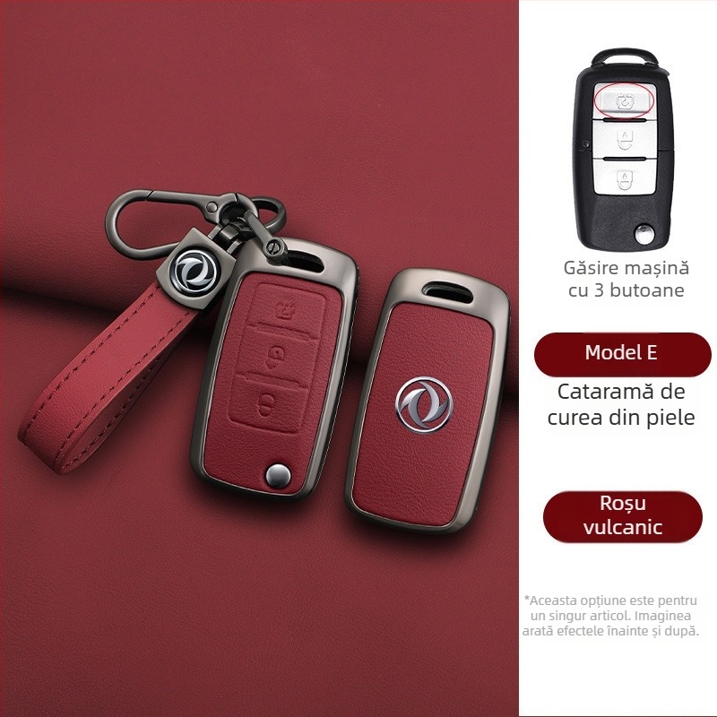 Etui de cheie pentru Dongfeng Fengxing T5 și 23 de modele: Lingzhi M5L, Jingyi X3, X5, X6, S50, SX6, CM7; piele de vită; stil de afaceri; personalizabil