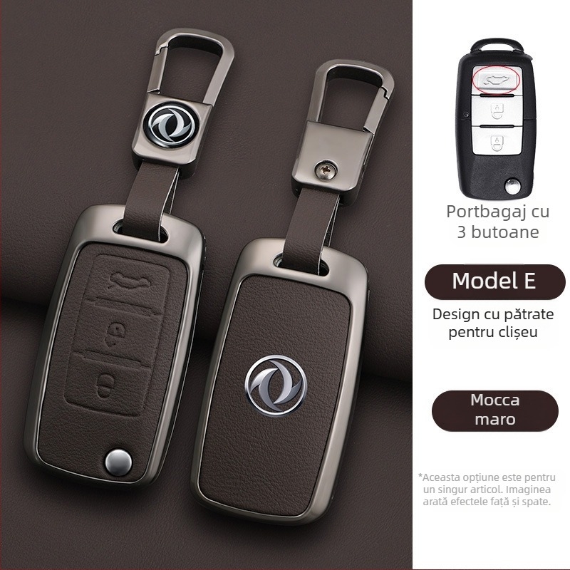 Etui de cheie pentru Dongfeng Fengxing T5 și 23 de modele: Lingzhi M5L, Jingyi X3, X5, X6, S50, SX6, CM7; piele de vită; stil de afaceri; personalizabil