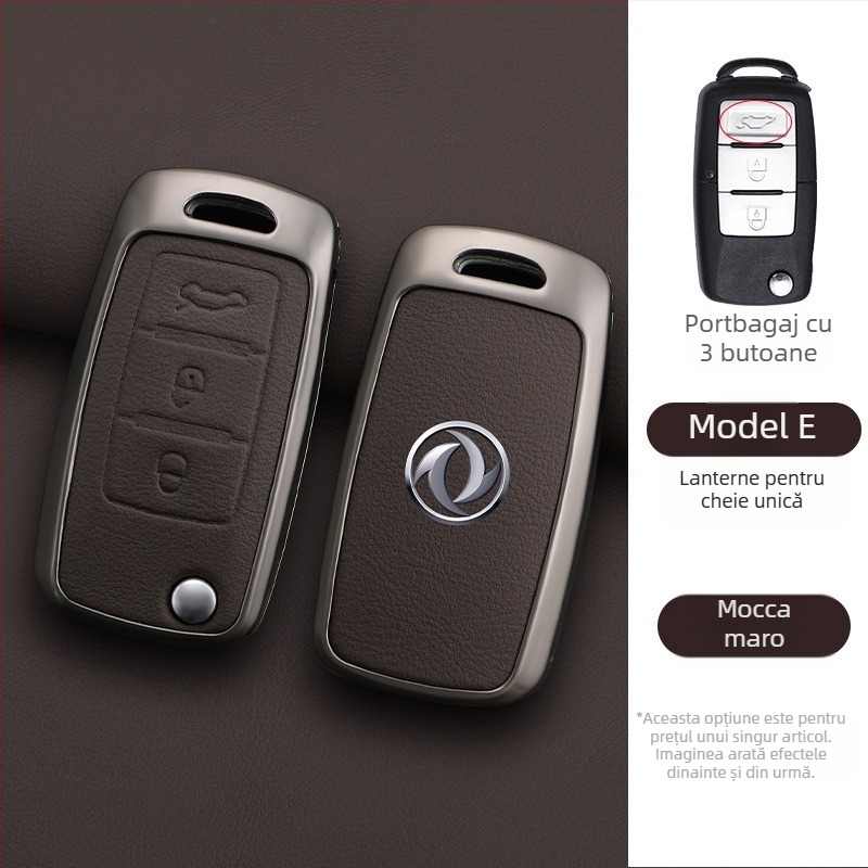 Etui de cheie pentru Dongfeng Fengxing T5 și 23 de modele: Lingzhi M5L, Jingyi X3, X5, X6, S50, SX6, CM7; piele de vită; stil de afaceri; personalizabil