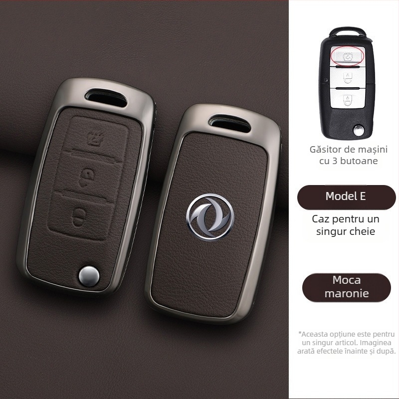 Etui de cheie pentru Dongfeng Fengxing T5 și 23 de modele: Lingzhi M5L, Jingyi X3, X5, X6, S50, SX6, CM7; piele de vită; stil de afaceri; personalizabil