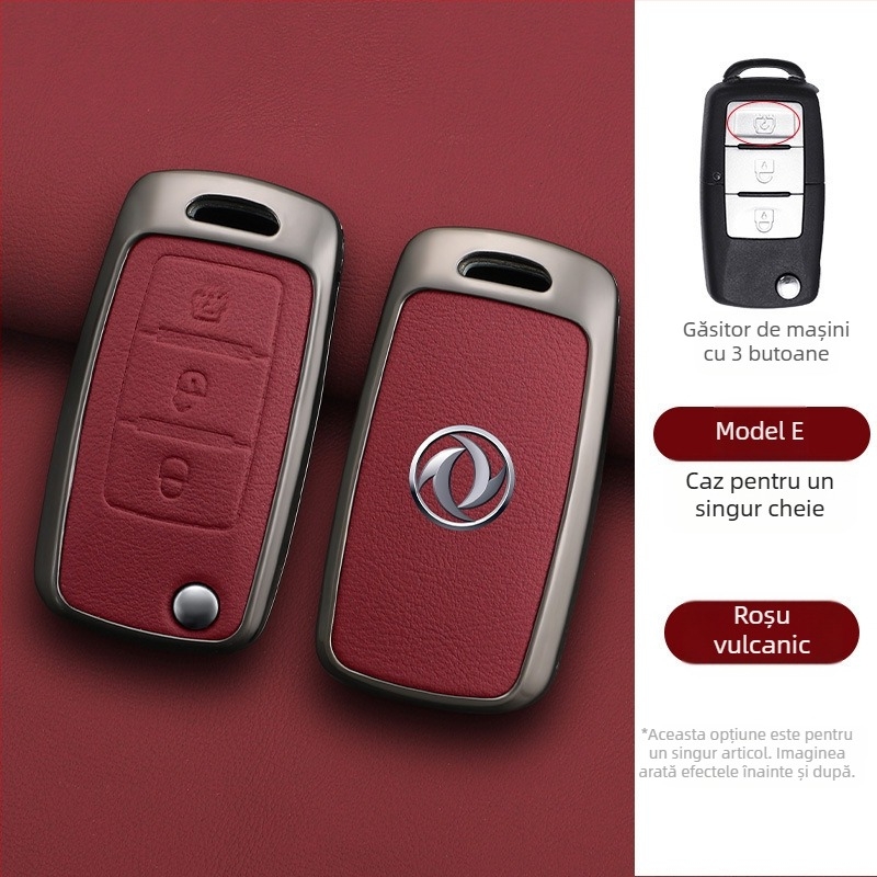 Etui de cheie pentru Dongfeng Fengxing T5 și 23 de modele: Lingzhi M5L, Jingyi X3, X5, X6, S50, SX6, CM7; piele de vită; stil de afaceri; personalizabil