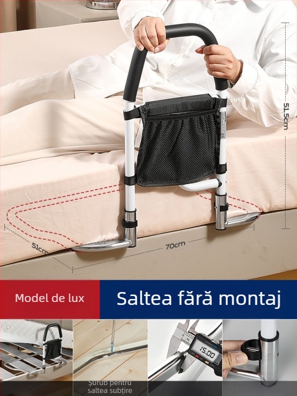 Bare de protecție pentru marginea patului, fără montaj, pentru vârstnici, din oțel inoxidabil 304 (304 oțel inoxidabil; montaj fără instrumente; fără marcă; pentru vârstnici)