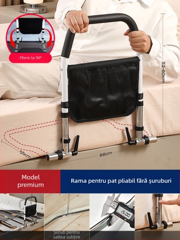 Bare de protecție pentru marginea patului, fără montaj, pentru vârstnici, din oțel inoxidabil 304 (304 oțel inoxidabil; montaj fără instrumente; fără marcă; pentru vârstnici)