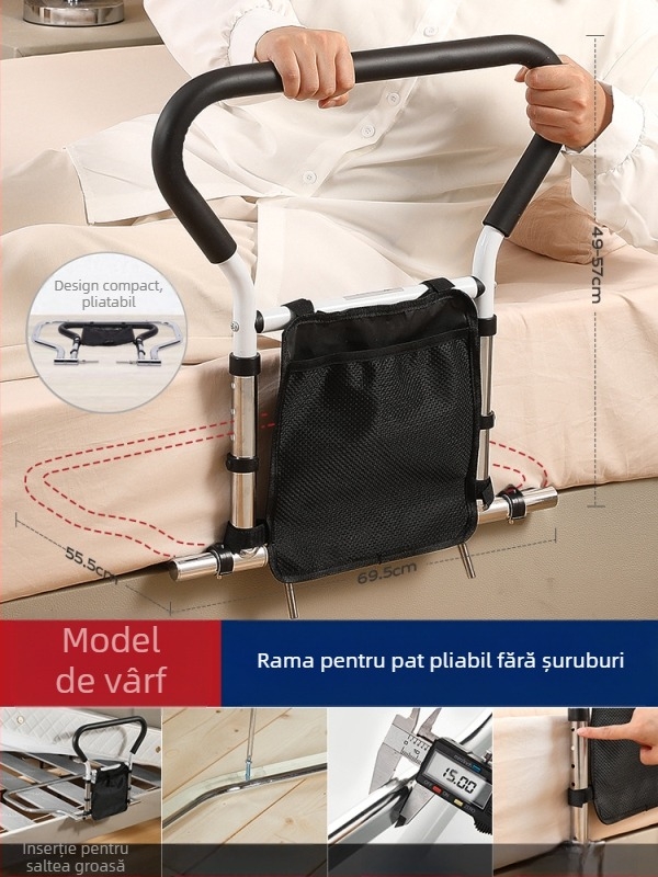 Bare de protecție pentru marginea patului, fără montaj, pentru vârstnici, din oțel inoxidabil 304 (304 oțel inoxidabil; montaj fără instrumente; fără marcă; pentru vârstnici)