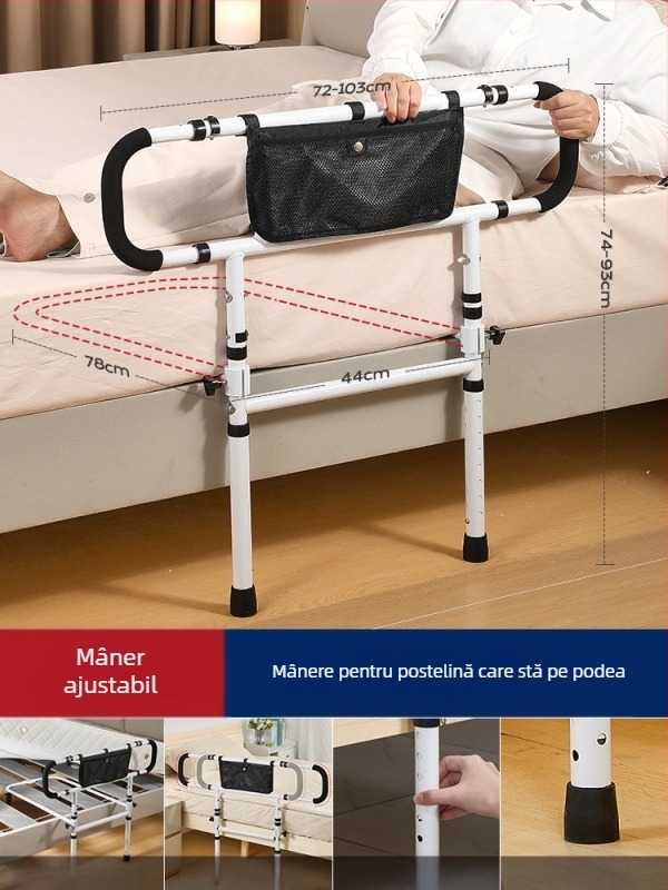 Bare de protecție pentru marginea patului, fără montaj, pentru vârstnici, din oțel inoxidabil 304 (304 oțel inoxidabil; montaj fără instrumente; fără marcă; pentru vârstnici)