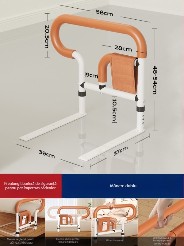 Bare de protecție pentru marginea patului, fără montaj, pentru vârstnici, din oțel inoxidabil 304 (304 oțel inoxidabil; montaj fără instrumente; fără marcă; pentru vârstnici)