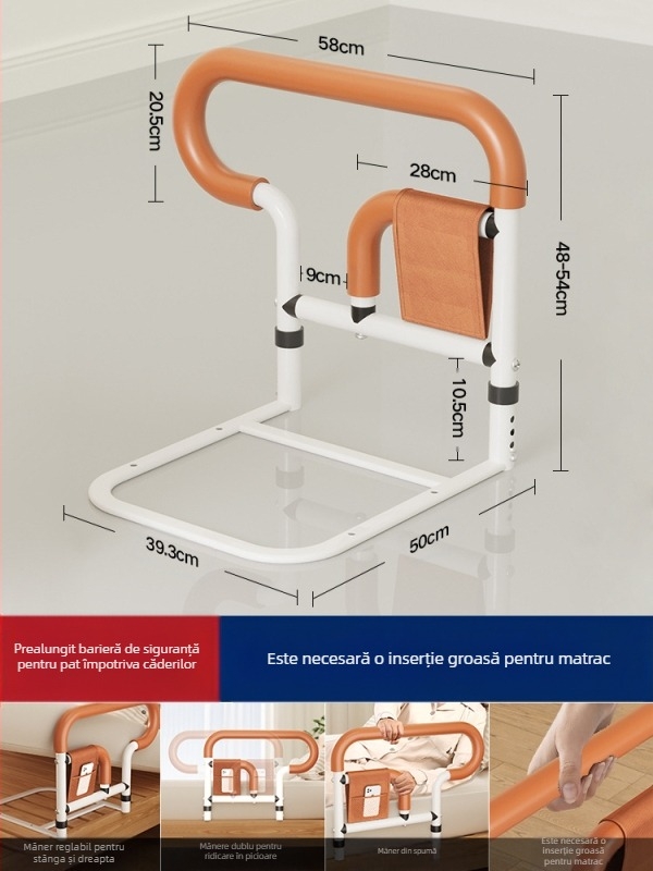 Bare de protecție pentru marginea patului, fără montaj, pentru vârstnici, din oțel inoxidabil 304 (304 oțel inoxidabil; montaj fără instrumente; fără marcă; pentru vârstnici)