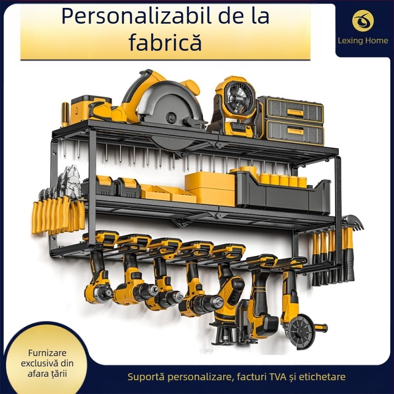 Raft metal de depozitare pentru unelte pe roți, 3 etaje, montare pe podea, pachet de 2 bucăți
