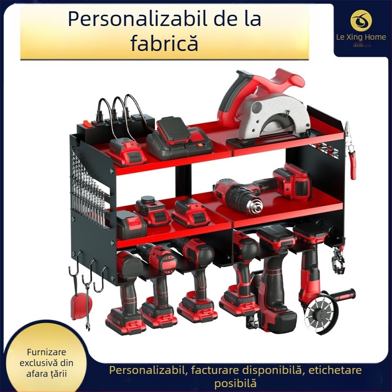 Raft metal de depozitare pentru unelte pe roți, 3 etaje, montare pe podea, pachet de 2 bucăți