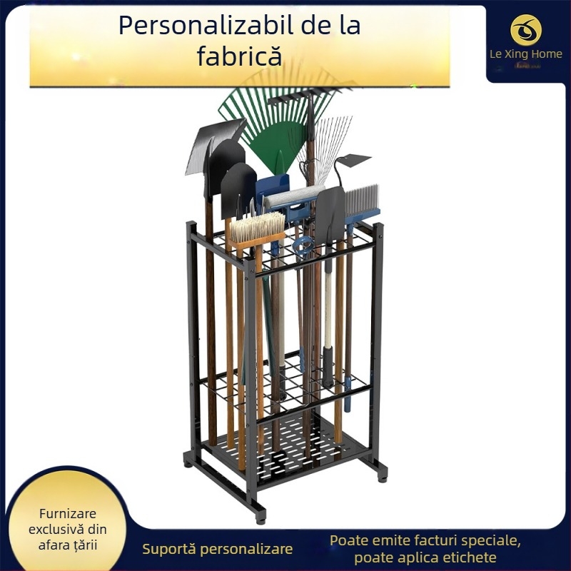 Raft metal de depozitare pentru unelte pe roți, 3 etaje, montare pe podea, pachet de 2 bucăți