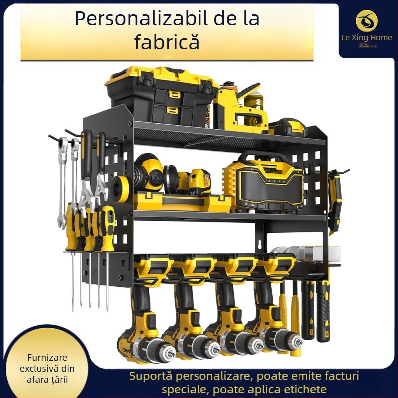 Raft metal de depozitare pentru unelte pe roți, 3 etaje, montare pe podea, pachet de 2 bucăți