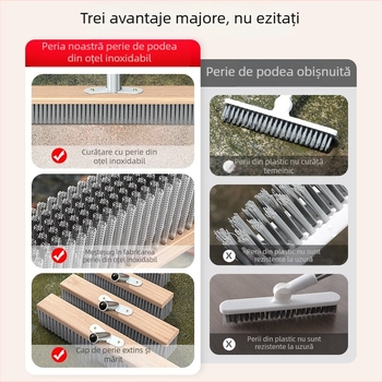 Perie de podea din oțel inoxidabil cu mâner lung pentru îndepărtarea mușchiului în exterior