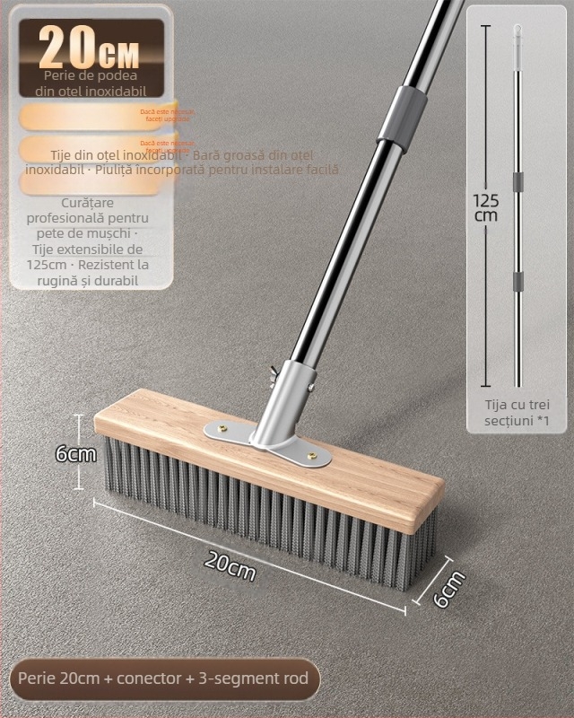 Perie de podea din oțel inoxidabil cu mâner lung pentru îndepărtarea mușchiului în exterior