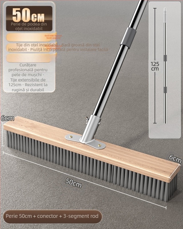 Perie de podea din oțel inoxidabil cu mâner lung pentru îndepărtarea mușchiului în exterior
