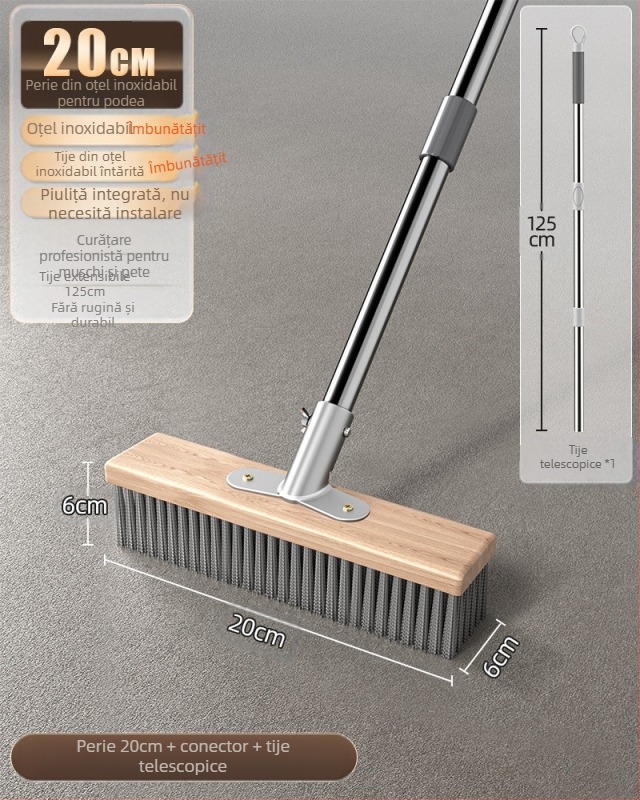 Perie de podea din oțel inoxidabil cu mâner lung pentru îndepărtarea mușchiului în exterior