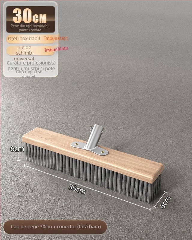 Perie de podea din oțel inoxidabil cu mâner lung pentru îndepărtarea mușchiului în exterior