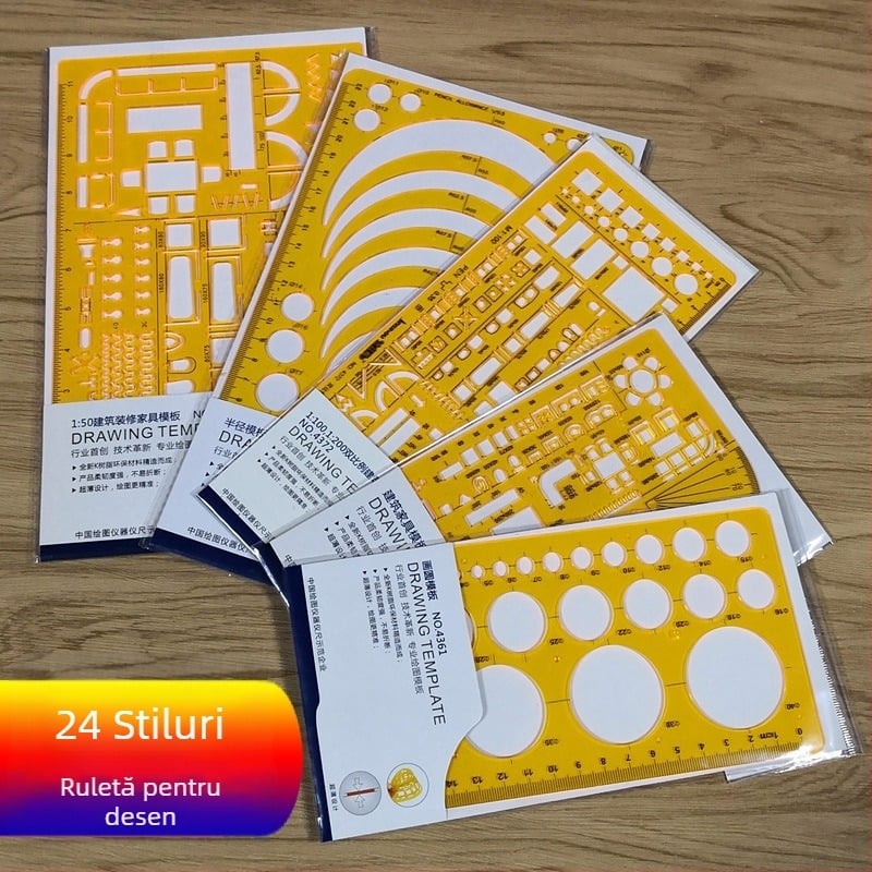 Rigla-șablon pentru desenarea curbelor și cercurilor - jinsihou, material K glue, import: Nu, autorizare IP: Nu